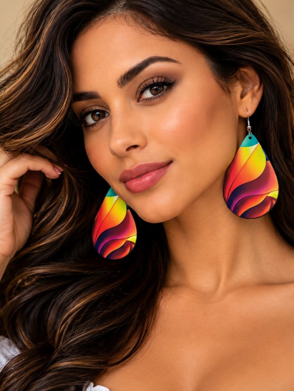 Rainbow Teardrop Statement Earrings For Women